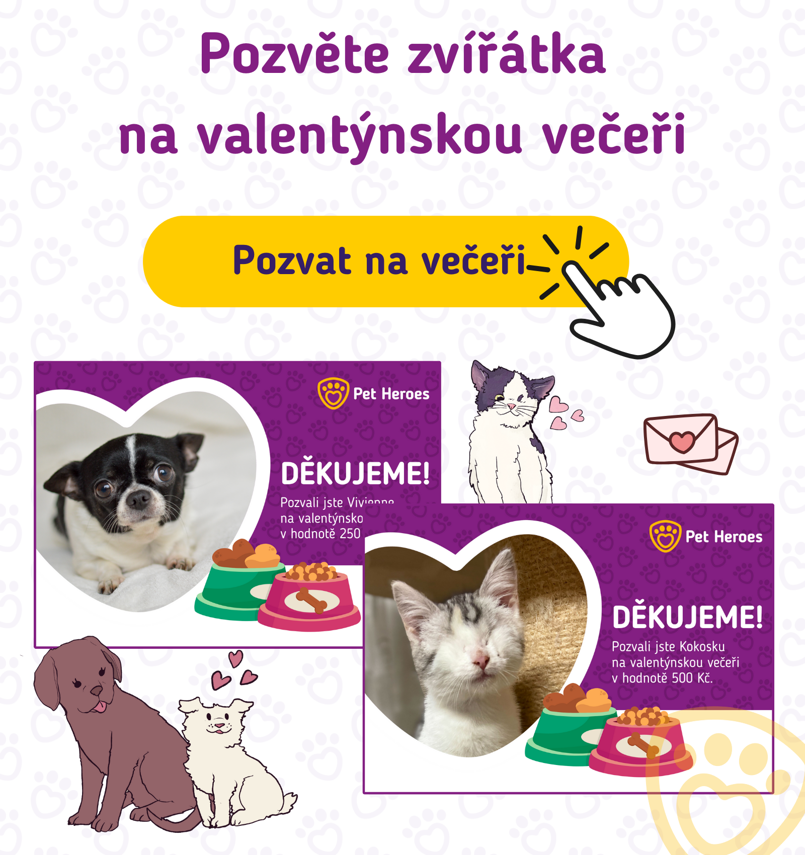 valentýnská večeře pro zvířátka